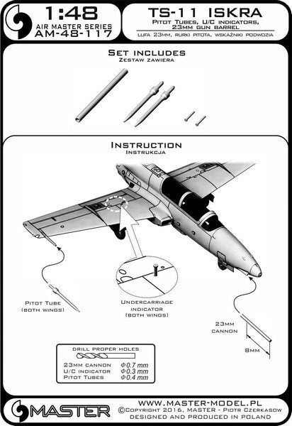 Master AM-48-117 TS-11 Iskra - Tubes pilotes et canon de 23 mm 1/48 – image 3