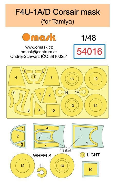 Masque Omask 54016 F4U-1A/D Corsair (pour Tamiya) 1/48