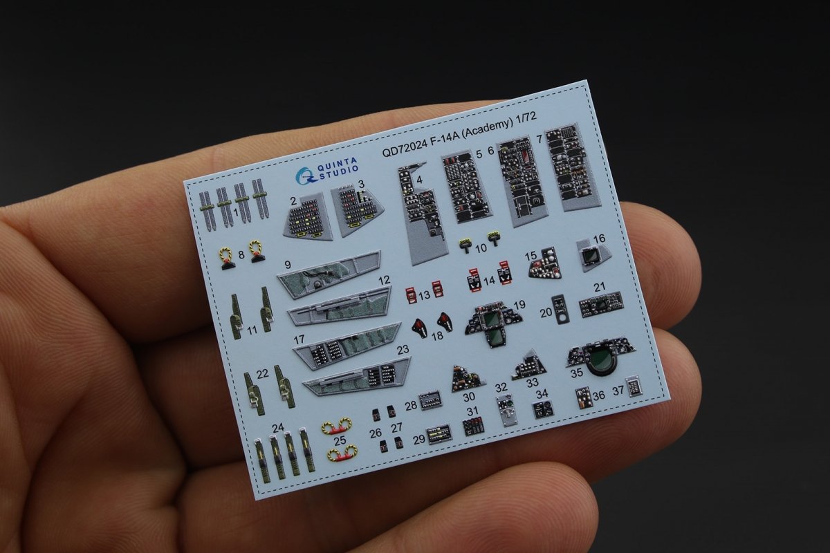 Quinta Studio QD72024 F-14A 3D-Printed &amp;amp; coloured Interior on decal paper (for Academy kit) 1/72 – zdjęcie 2