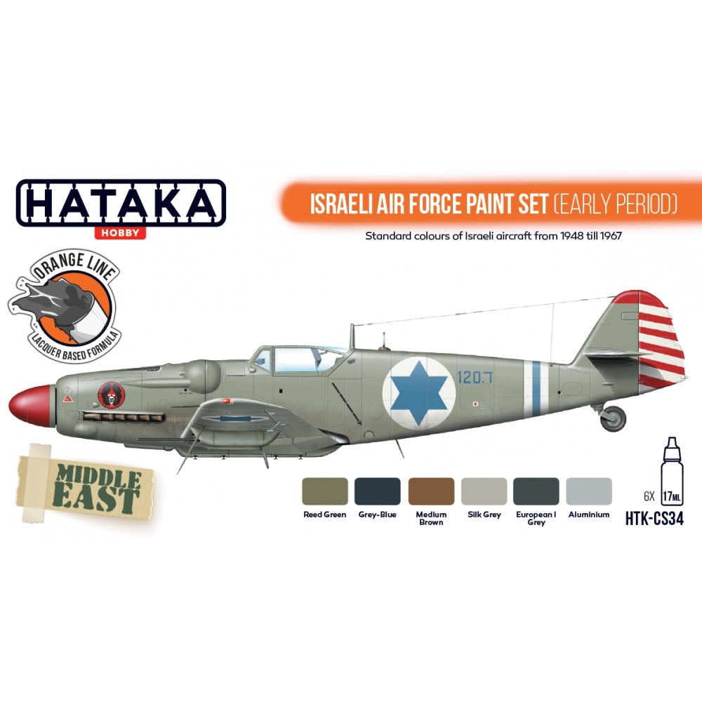 Kit de peinture Hataka HTK-CS34 pour l&amp;#39;armée de l&amp;#39;air israélienne (première période) (6 x 17 ml) – image 2