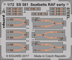 Ceintures de sécurité Eduard SS581 RAF, acier, échelle 1/72