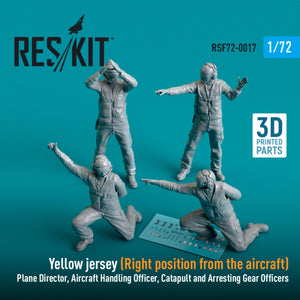 RESKIT RSF72-0017 MAILLOT JAUNE (POSITION DROITE PAR RAPPORT À L&amp;#39;AVION) DIRECTEUR DE VOL, OFFICIER DE MANŒUVRE, OFFICIERS DE CATAPULTE ET DE PISTE D&amp;#39;ARRÊT (4 PIÈCES) (IMPRIMÉ EN 3D) 1/72