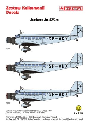 Techmod 72114 - Junkers Ju 52/3m 1/72 – image 2
