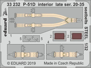 Eduard 33232 P-51D intérieur fin de série 20-35 ceintures de sécurité ACIER 1/32 TAMIYA