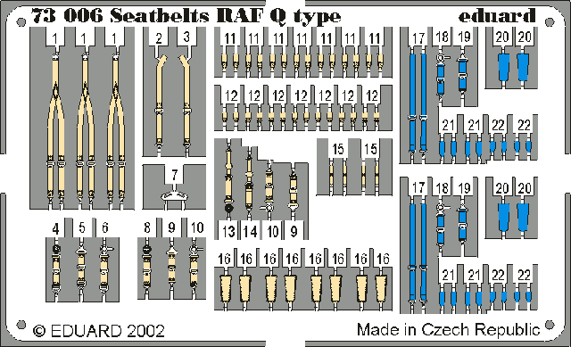 Ceintures de sécurité Eduard 73006 RAF type Q 1/72 