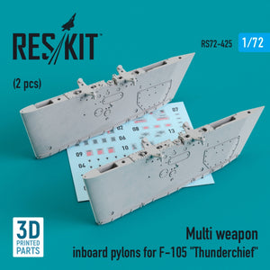 RESKIT RS72-0425 PYLÔNES D&amp;#39;ARMEMENT MULTIPLES INTÉRIEURS POUR F-105 « THUNDERCHIEF » (2 PIÈCES) (IMPRIMÉ EN 3D) 1/72