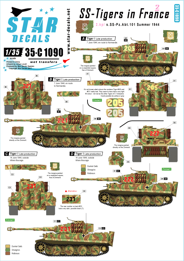 Star Decals 35-C1090 SS-Tigers en France #2 1/35