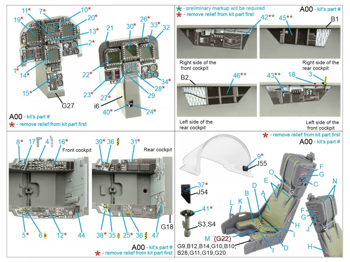 Intérieur imprimé en 3D et coloré sur papier décalcomanie Quinta Studio QD32156 F/A-18D (fin de production) (Academy) 1/32 – immagine 12