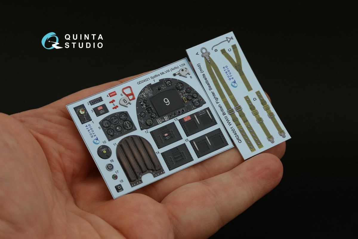 Intérieur imprimé en 3D et coloré sur papier décalcomanie pour Spitfire Mk.VIII (Airfix) - Quinta Studio QD24021 - Échelle 1/24 – image 3