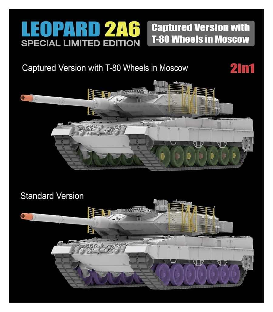Maquette Rye Field Model 5114 Leopard 2A6, version capturée avec roues de T-80 à Moscou, échelle 1/35 – Bild 4