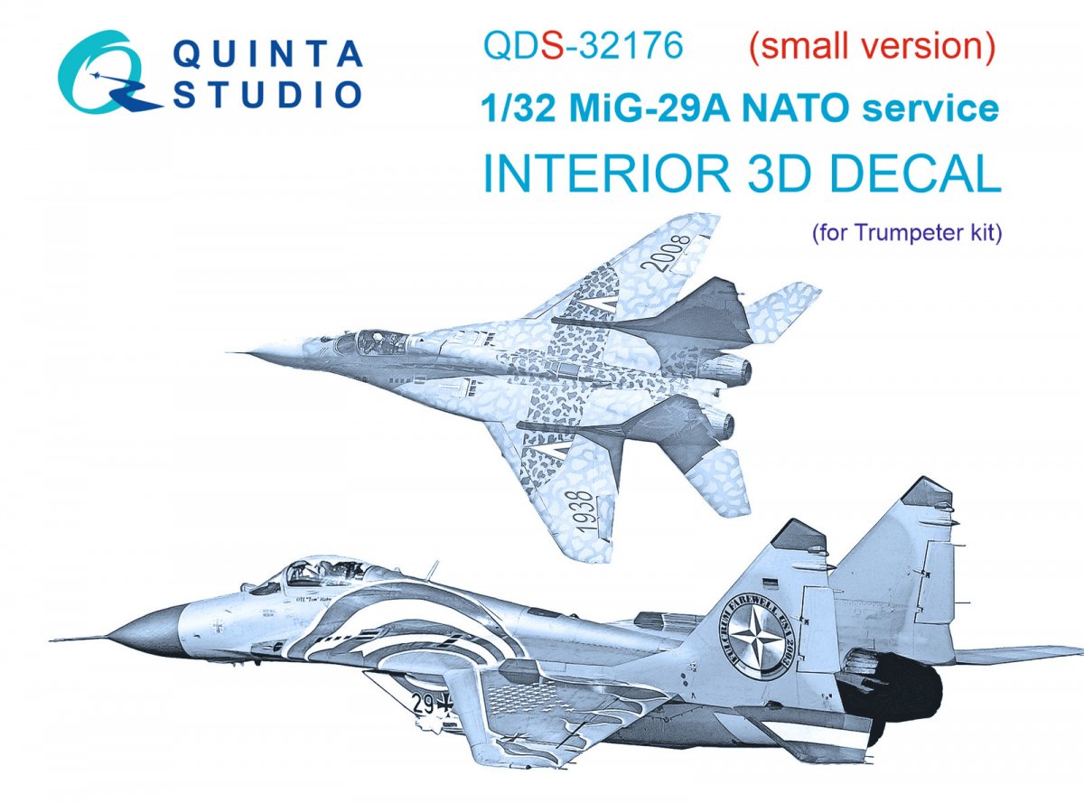 Intérieur imprimé en 3D et coloré sur papier décalcomanie pour MiG-29A OTAN (Trumpeter) de Quinta Studio (référence QDS-32176) (petite version) à l&amp;#39;échelle 1/32