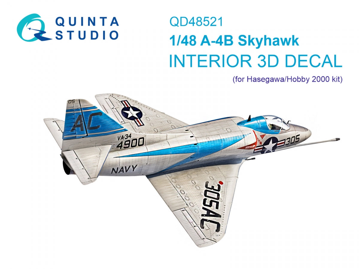 Quinta Studio QD48521 A-4B 3D-Printed & coloured Interior on decal paper (Hasegawa/Hobby2000) 1/48