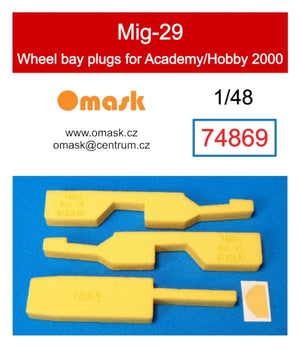 Bouchons de puits de train d&amp;#39;atterrissage Omask 74869 pour Mig-29 (pour Academy/Hobby 2000) 1/48