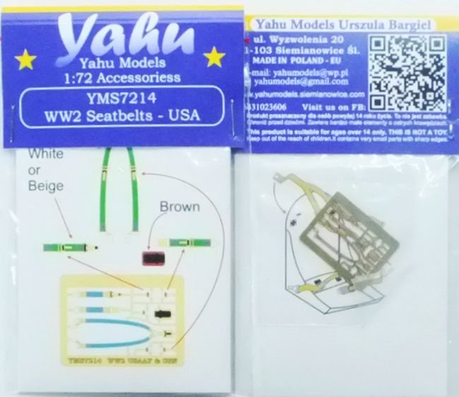 Ceintures de sécurité Yahu YMS7214 Seconde Guerre mondiale USAAF et US NAVY (1/72)