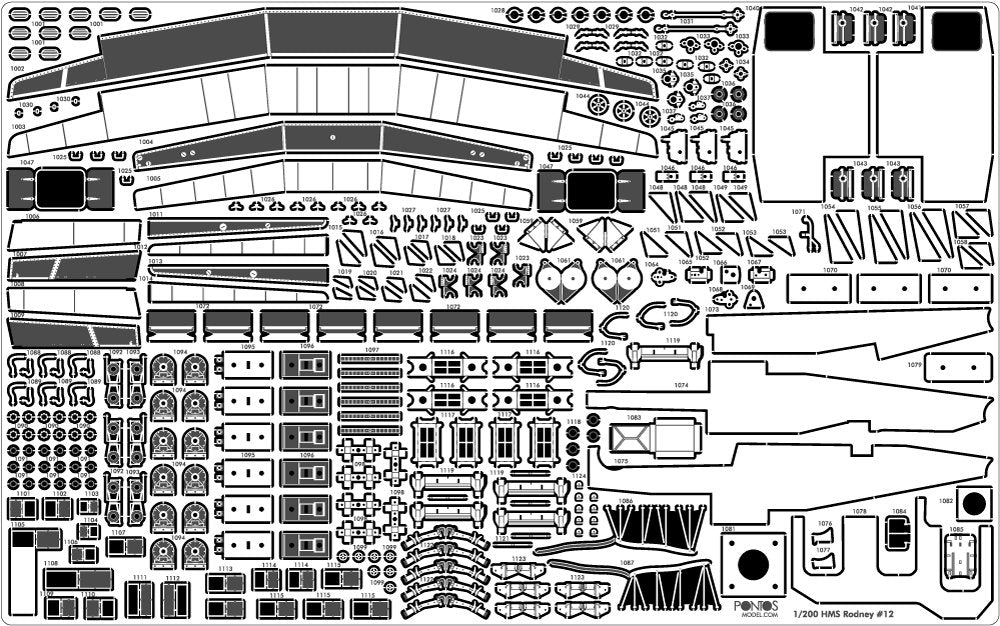 Pontos 23007F1 HMS RODNEY 1942 Kit de détails au 1/200 – image 35