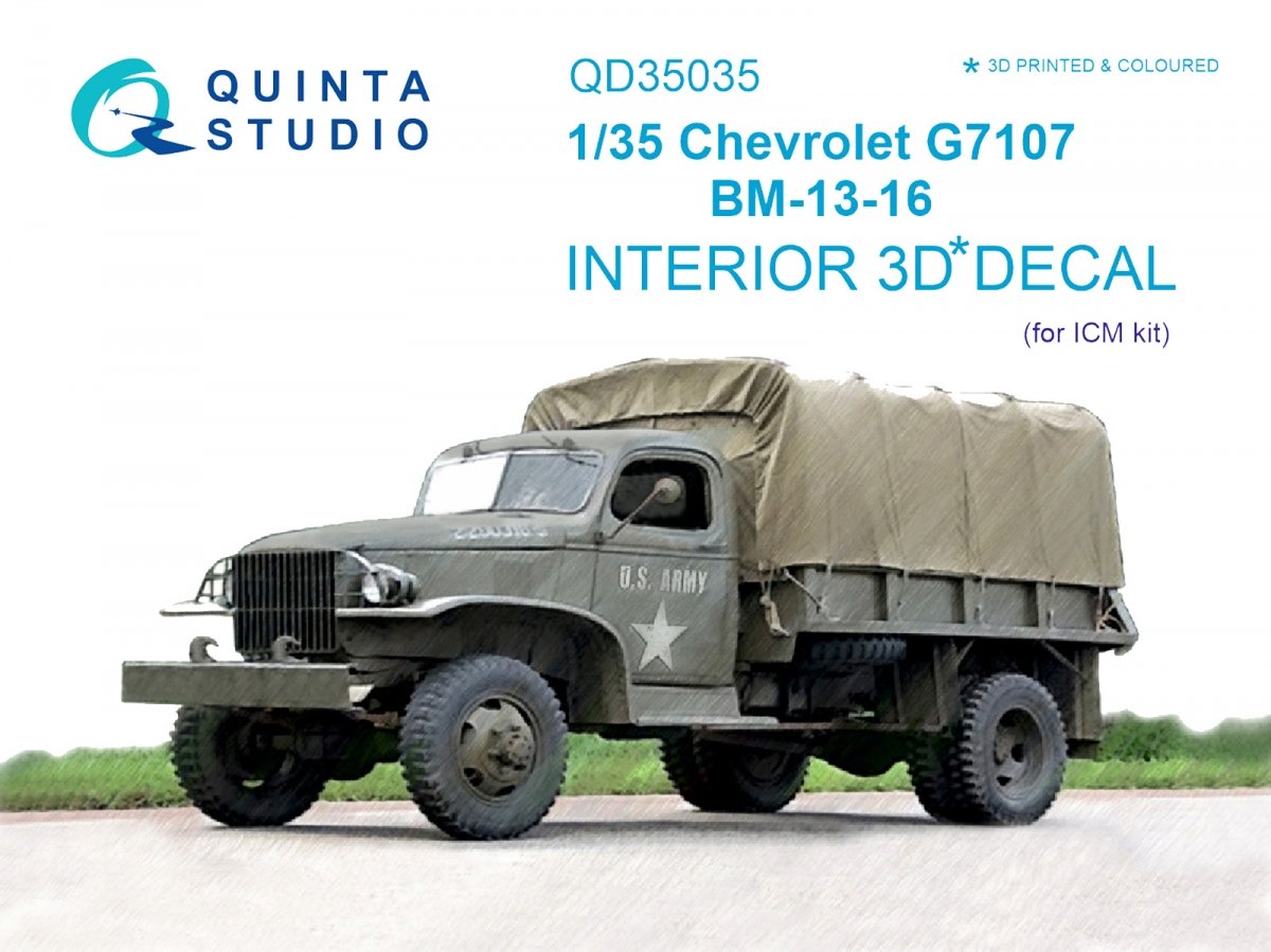 Quinta Studio QD35035 Chevrolet G7107 3D-Printed &amp; colored Interior on decal paper (for ICM kit) 1/35