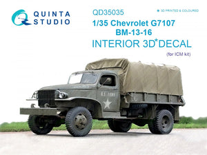 Intérieur imprimé en 3D et coloré sur papier décalcomanie pour la Chevrolet G7107 (Quinta Studio QD35035) (pour kit ICM) à l&amp;#39;échelle 1/35