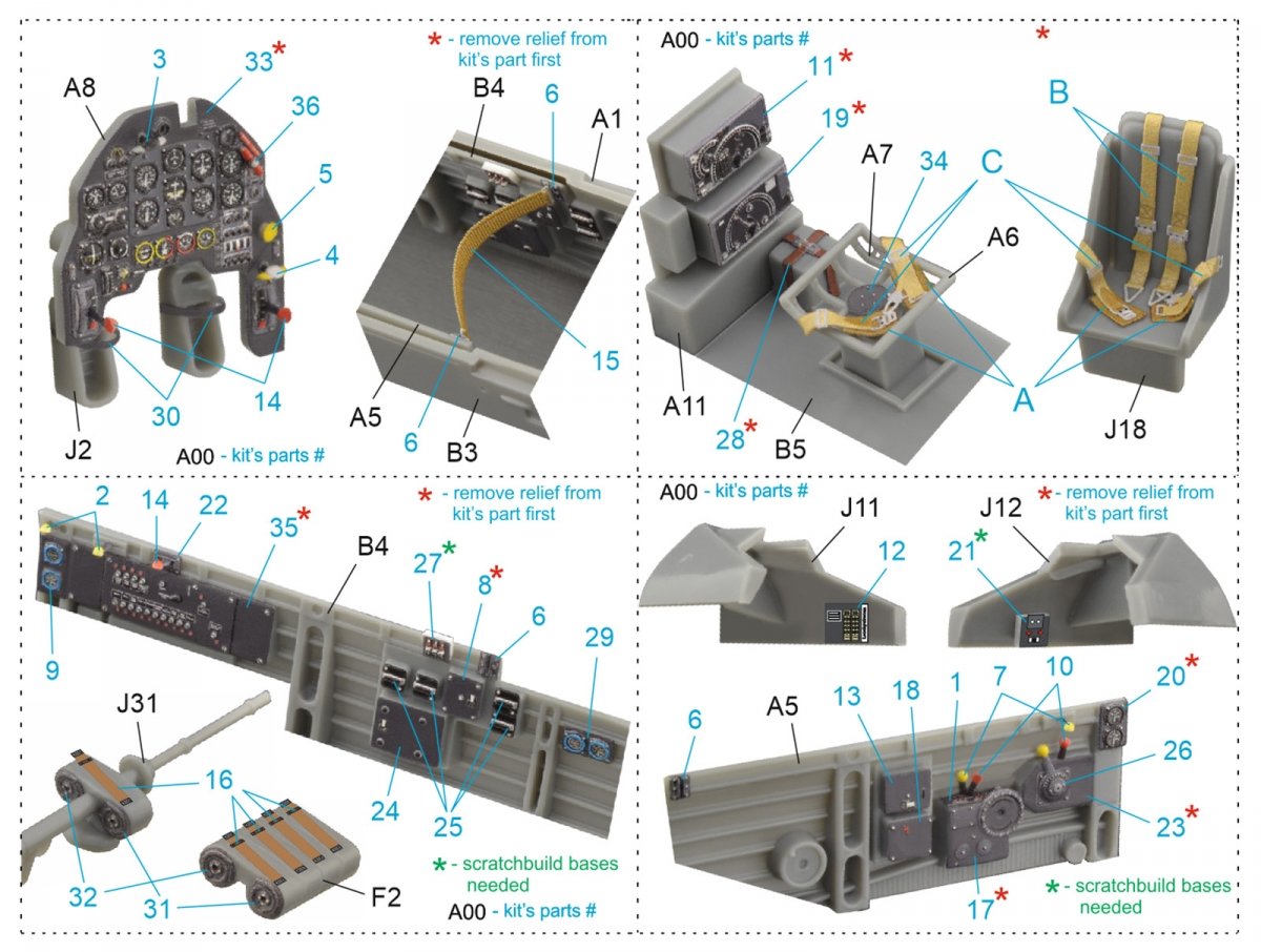 Intérieur imprimé en 3D et coloré sur papier décalcomanie Quinta Studio QD48098 Ju 87B-2/R-2 (Hasegawa) 1/48 – image 11