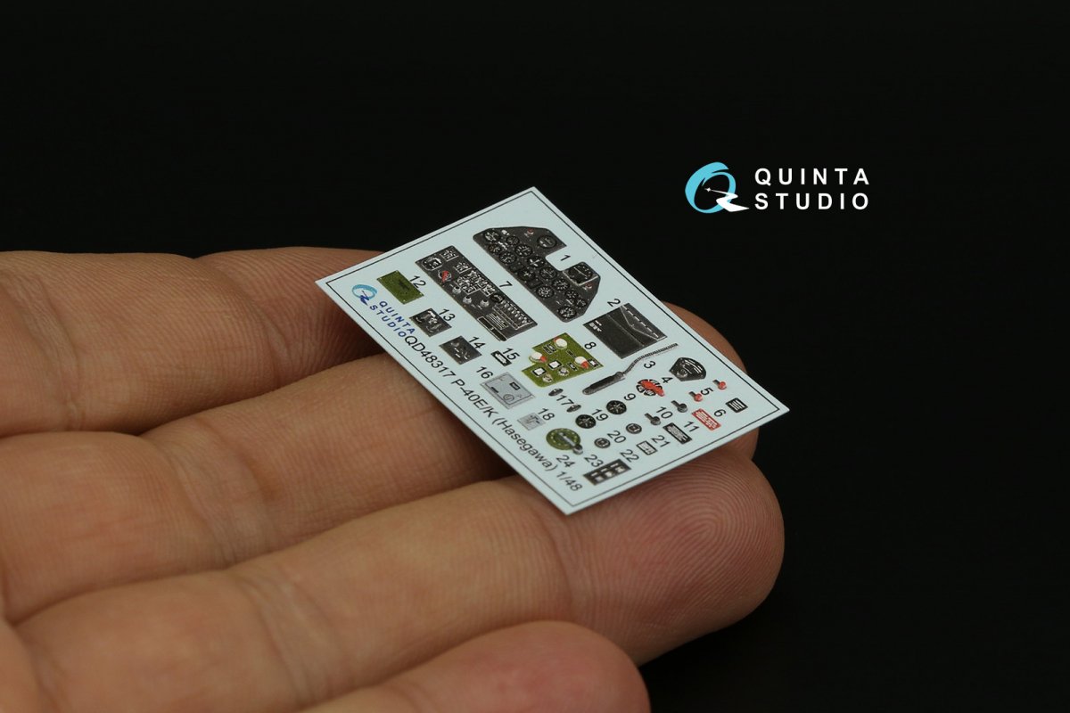 Intérieur imprimé en 3D et coloré sur papier décalcomanie Quinta Studio QD48317 P-40E/K (Hasegawa) 1/48 – immagine 3