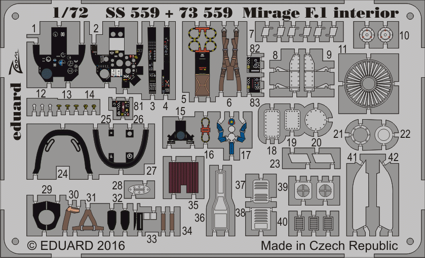 Intérieur du Mirage F.1 SS559 d'Eduard SPECIAL HOBBY à l'échelle 1/72