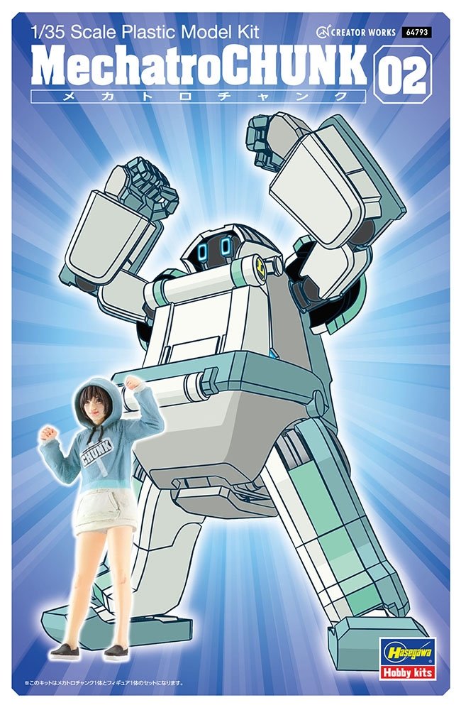 Hasegawa 64793 Creator Works MechatroChunk 02 « Gris Menthe » et figurine de soutien 1/35