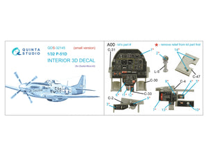 Quinta Studio QDS-32145 P-51D Mustang 3D-Printed &amp;amp; coloured Interior on decal paper (Zoukei-Mura SWS) (Small version) 1/32 – zdjęcie 8
