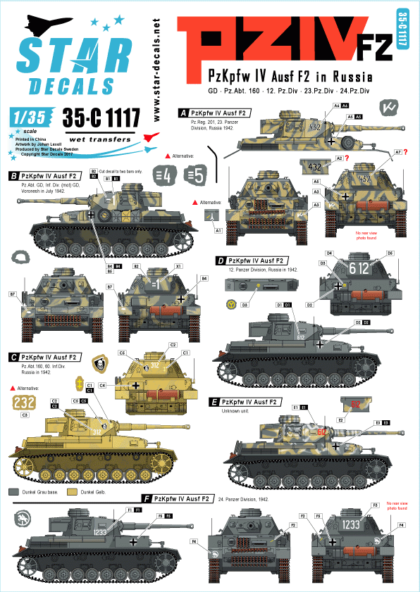 Star Decals 35-C1117 PzKpfw IV F2 en Russie 1/35
