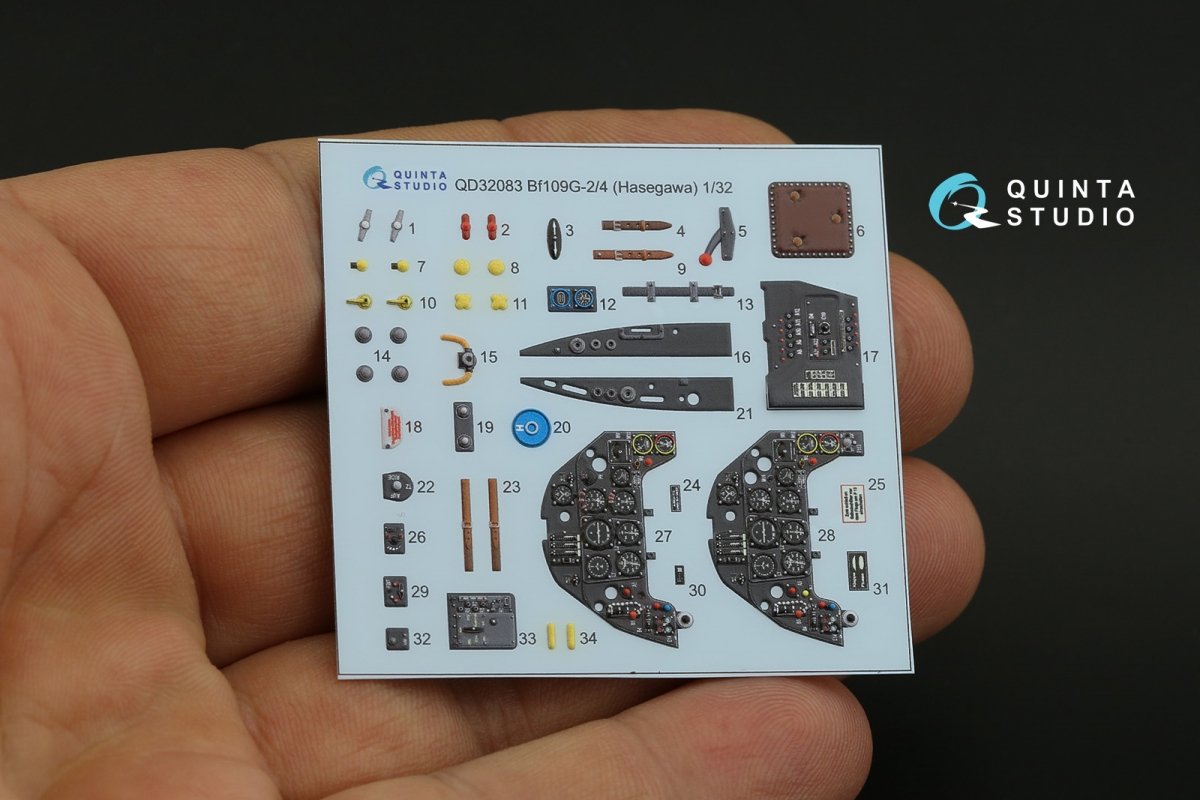 Intérieur imprimé en 3D et coloré sur papier décalcomanie Quinta Studio QD32083 Bf 109G-2/G-4 (Hasegawa) 1/32 – immagine 3