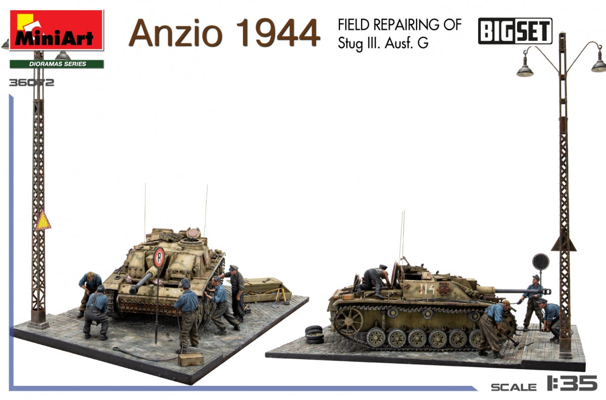MiniArt 36072 Anzio 1944. Réparation sur le terrain d&amp;#39;un Stug III. Ausf. G. Grand coffret 1/35 – Bild 9