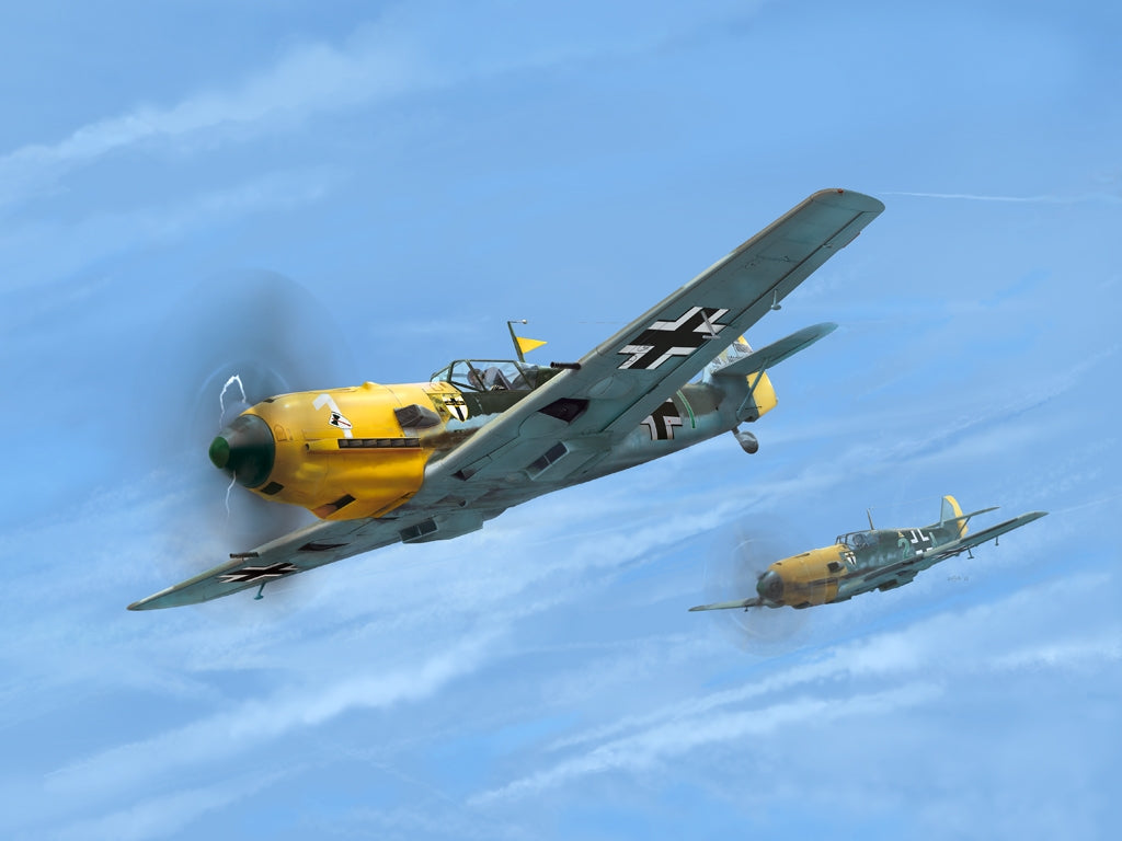 Maquette Wingsy D5-10 Chasseur allemand de la Seconde Guerre mondiale MESSERSCHMITT Bf 109 E-4 1/48