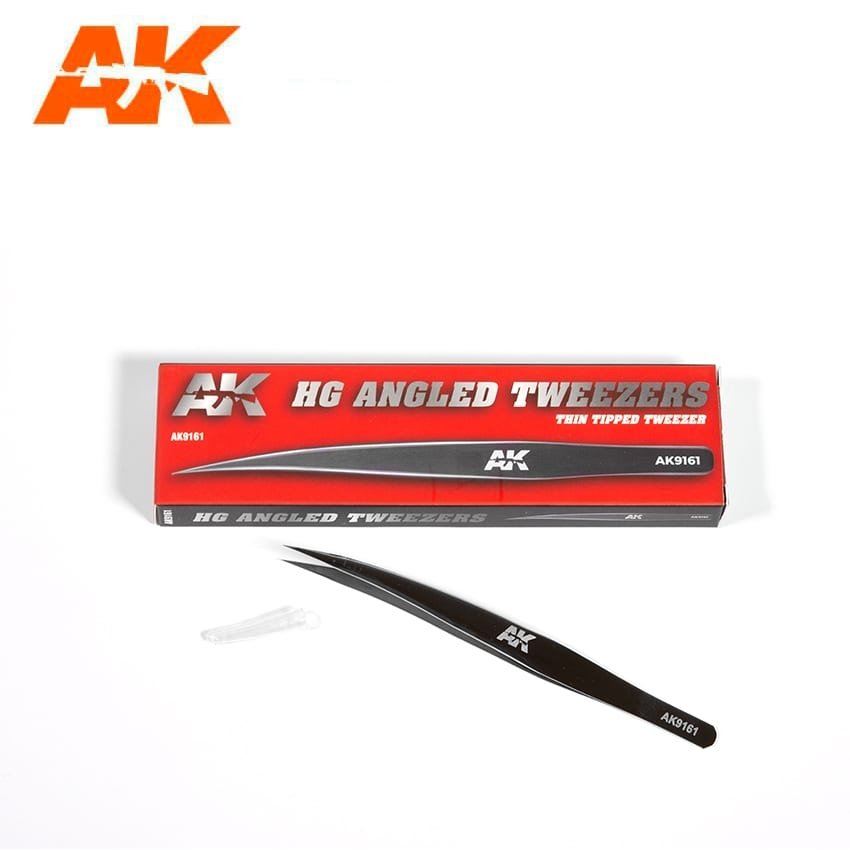 Pince à épiler coudée AK Interactive AK9161 HG 01 à pointe fine