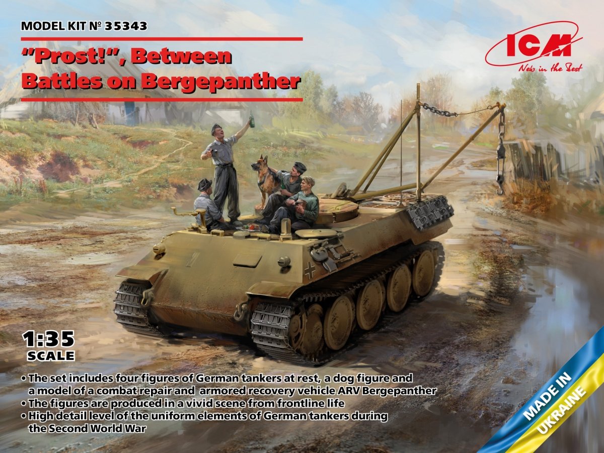 ICM 35343 Prost ! Entre deux batailles sur Bergepanther, tankistes allemands de la Seconde Guerre mondiale avec Bergepanther, échelle 1/35