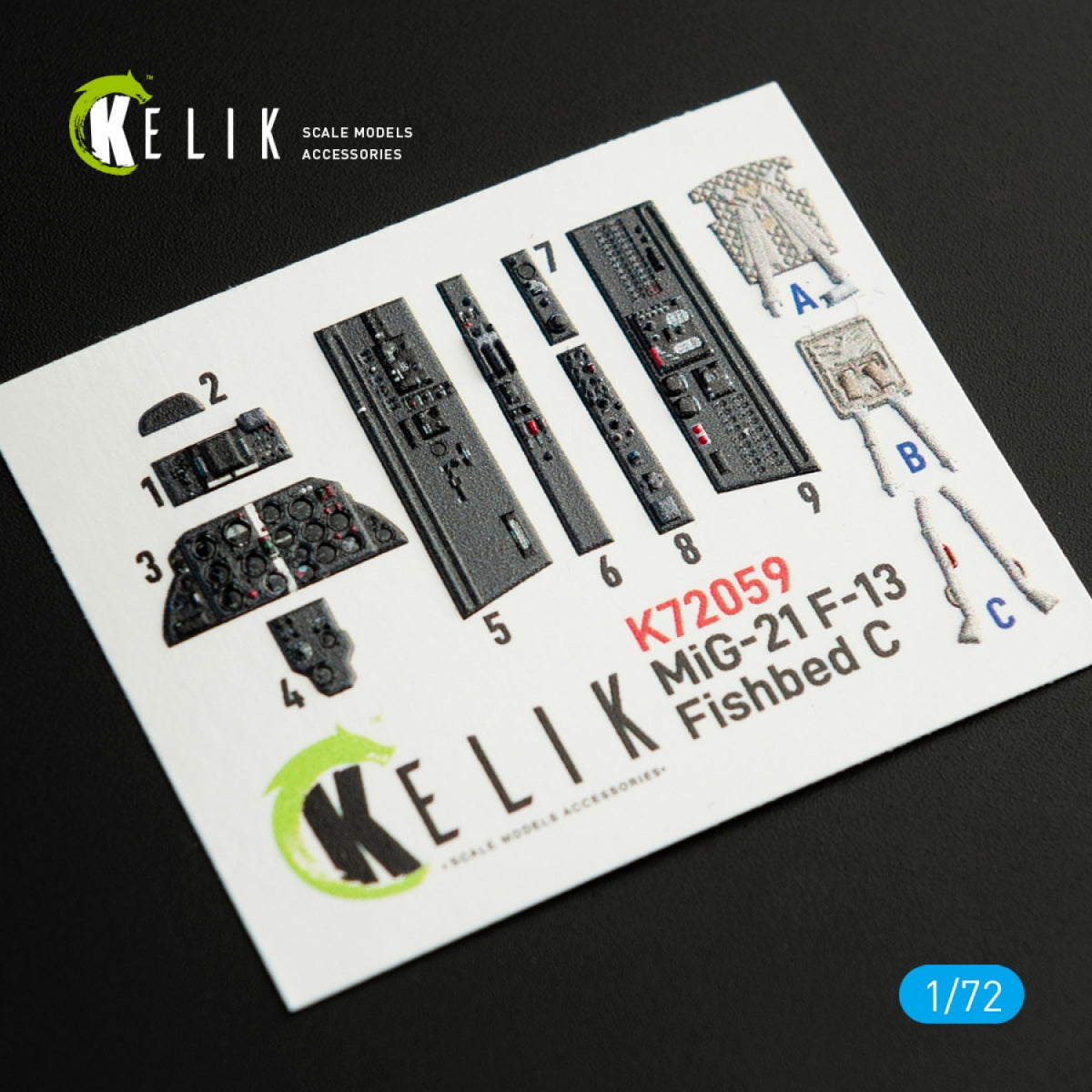 KELIK K72059 Décalcomanies 3D intérieures pour maquette Revell au 1/72 du MiG-21 F-13