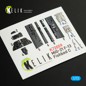 KELIK K72059 Décalcomanies 3D intérieures pour maquette Revell au 1/72 du MiG-21 F-13