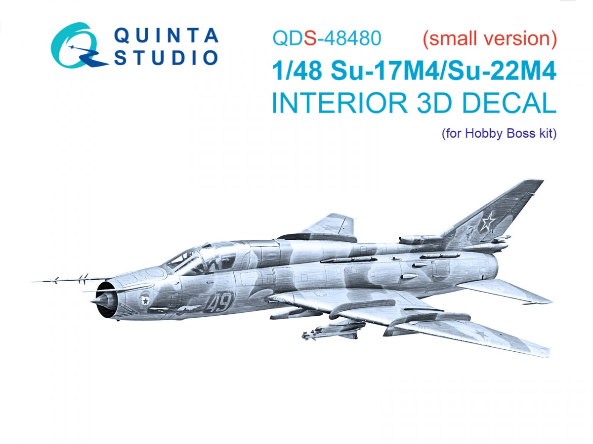 Quinta Studio QDS-48480 Su-17M4/Su-22M4 3D-Printed &amp; colored Interior on decal paper (Hobby Boss) (Small version) 1/48
