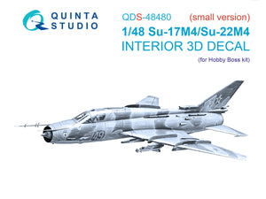 Intérieur imprimé en 3D et coloré sur papier décalcomanie Quinta Studio QDS-48480 Su-17M4/Su-22M4 (Hobby Boss) (Petite version) 1/48