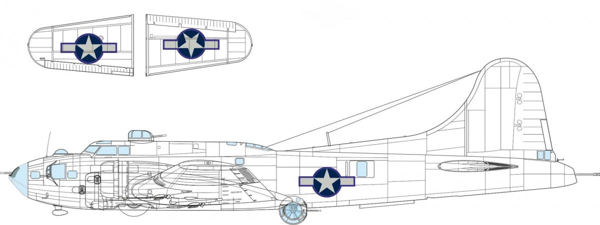 Insigne national américain Eduard EX1055 B-17F avec contour bleu EDUARD 1/48