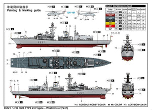 Trumpeter 06721 Frégate HMS TYPE 23 - Westminster (F237) 1/700 – immagine 3