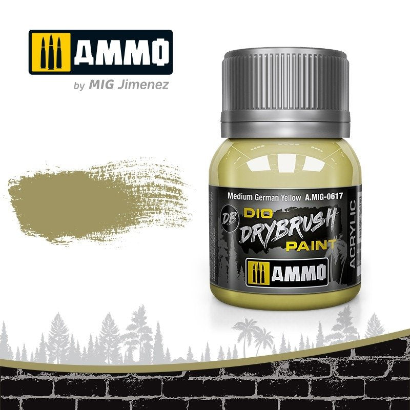 Munitions Mig 0617 DRYBRUSH Jaune Allemand Moyen 40 ml
