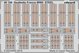 Eduard 49106 Ceintures de sécurité France Seconde Guerre mondiale ACIER 1/48