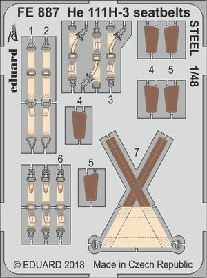 Ceintures de sécurité Eduard FE887 He 111H-3 en acier ICM 1/48