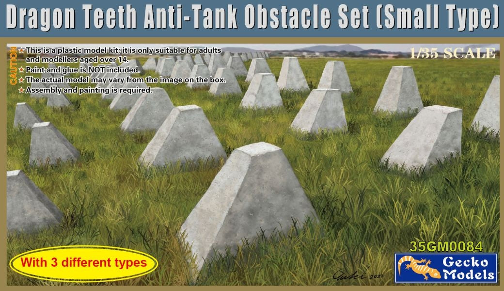 Gecko Models 35GM0084 Ensemble d'obstacles antichars Dragon Teeth, petit modèle, échelle 1/35