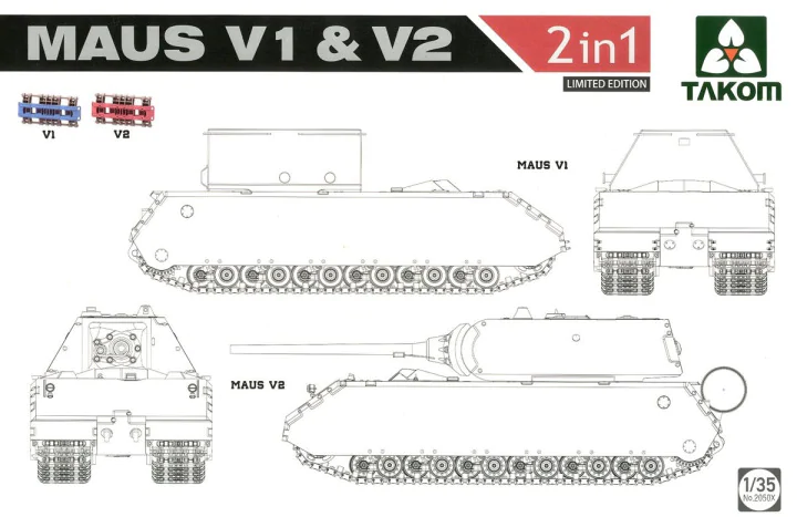 Takom 2050X Maus V1 &amp;amp; V2 (2 en 1) Édition limitée 1/35