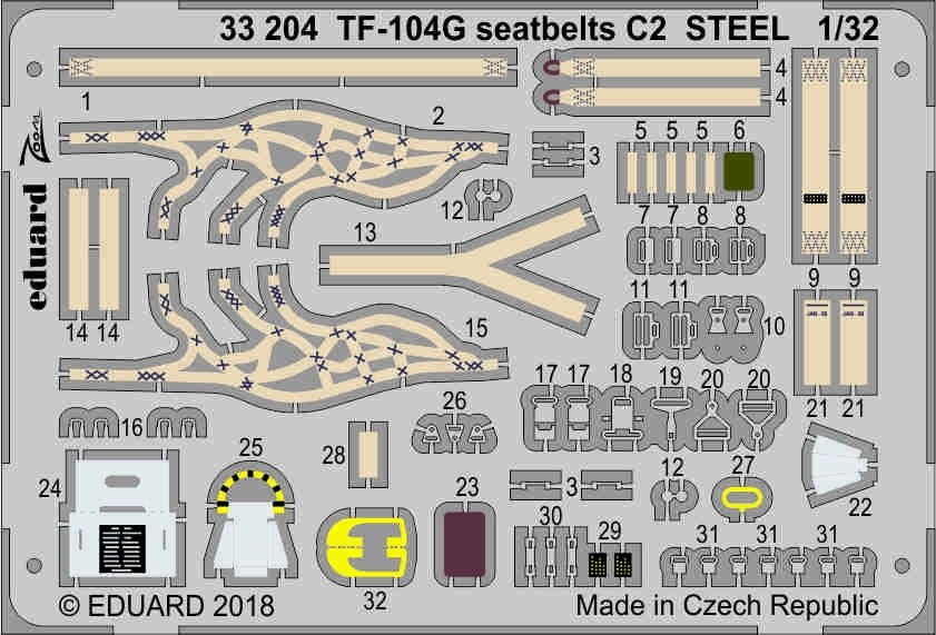 Ceintures de sécurité Eduard 33204 TF-104G C2 ACIER ITALERI 1/32 – image 2