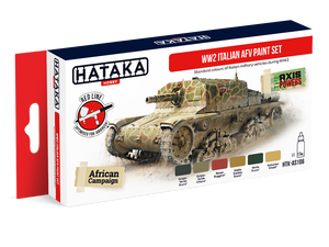 Kit de peinture Hataka Hobby HTK-AS106 pour véhicules blindés italiens de la Seconde Guerre mondiale (6 x 17 ml)