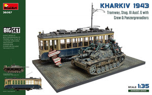 Miniart 36067 Kharkiv 1943 : Tram &amp;amp; Stug. III Ausf. G avec équipage. GRAND ENSEMBLE 1/35