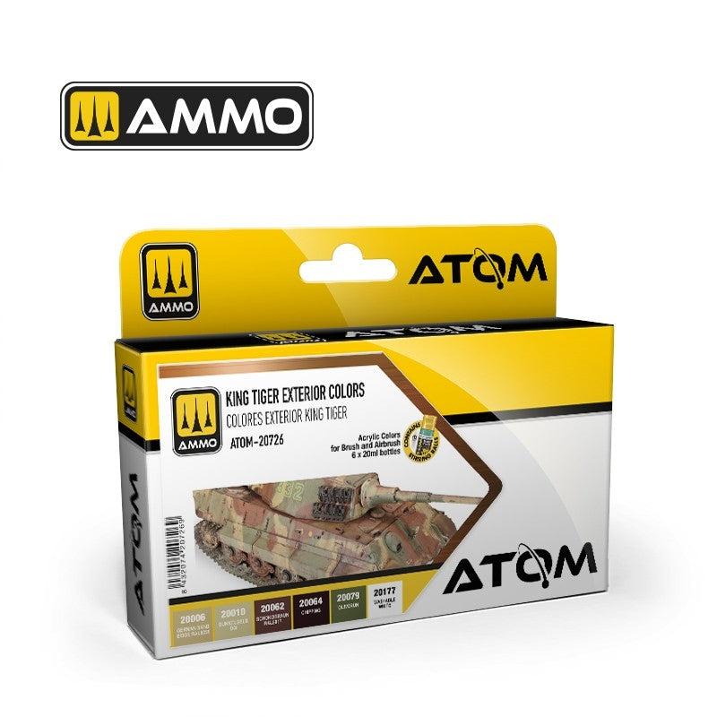 AMMO par Mig Jimenez 20726 ATOM KING TIGER Couleurs extérieures Set de 6x20ml