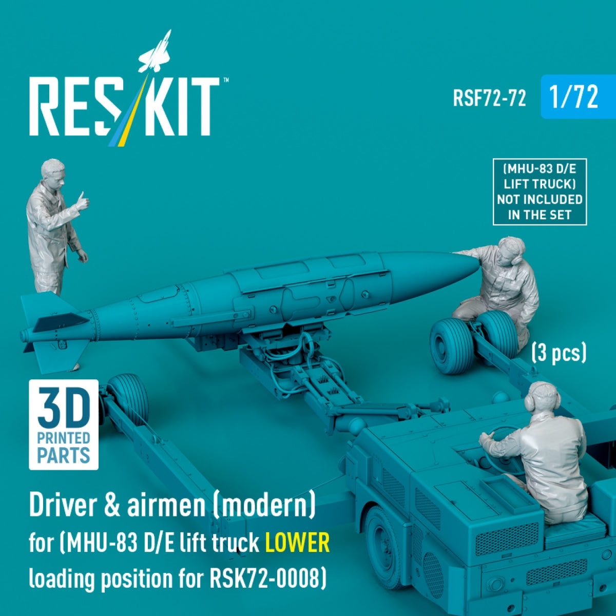 RESKIT RSF72-0072 Conducteur et aviateurs (moderne) (3 pièces) (Chariot élévateur MHU-83 D/E, position de chargement inférieure pour RSK72-0008) (Impression 3D) 1/72 – immagine 2