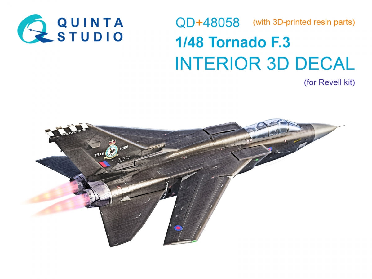 Quinta Studio QD+48058 Tornado F.3 3D-Printed &amp; colored Interior on decal paper (Revell) (with 3D-printed resin parts) 1/48