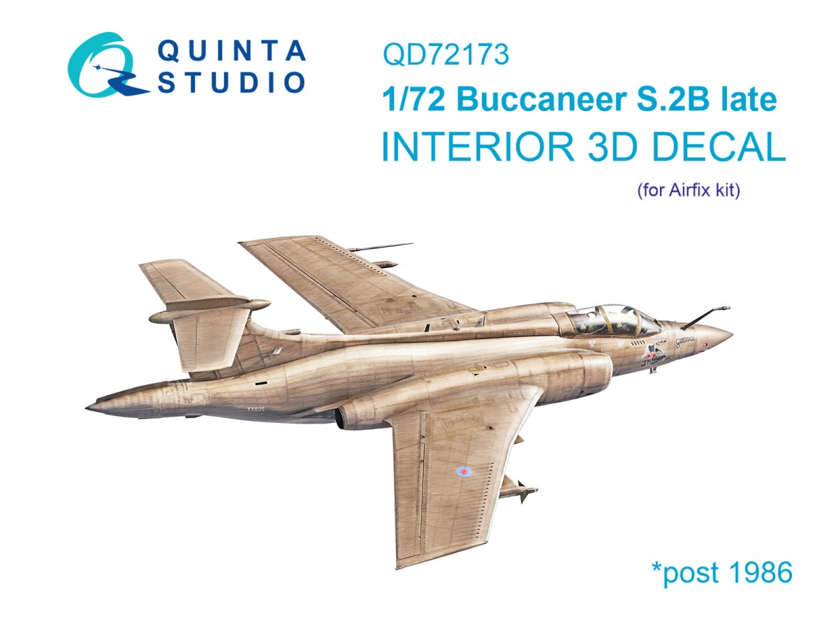 Quinta Studio QD72173 Blackburn Buccanneer S.2B Late 3D-Printed &amp; colored Interior on decal paper (Airfix) 1/72